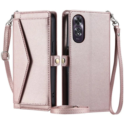 For Oppo A60 4G Leather Case Wallet Stand Phone Cover with Straps