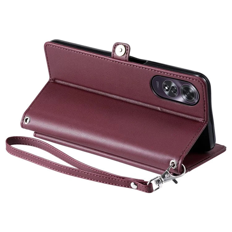 For Oppo A60 4G Leather Case Wallet Stand Phone Cover with Straps