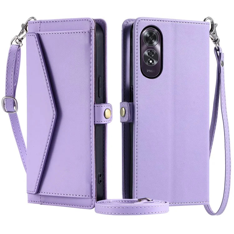 For Oppo A60 4G Leather Case Wallet Stand Phone Cover with Straps