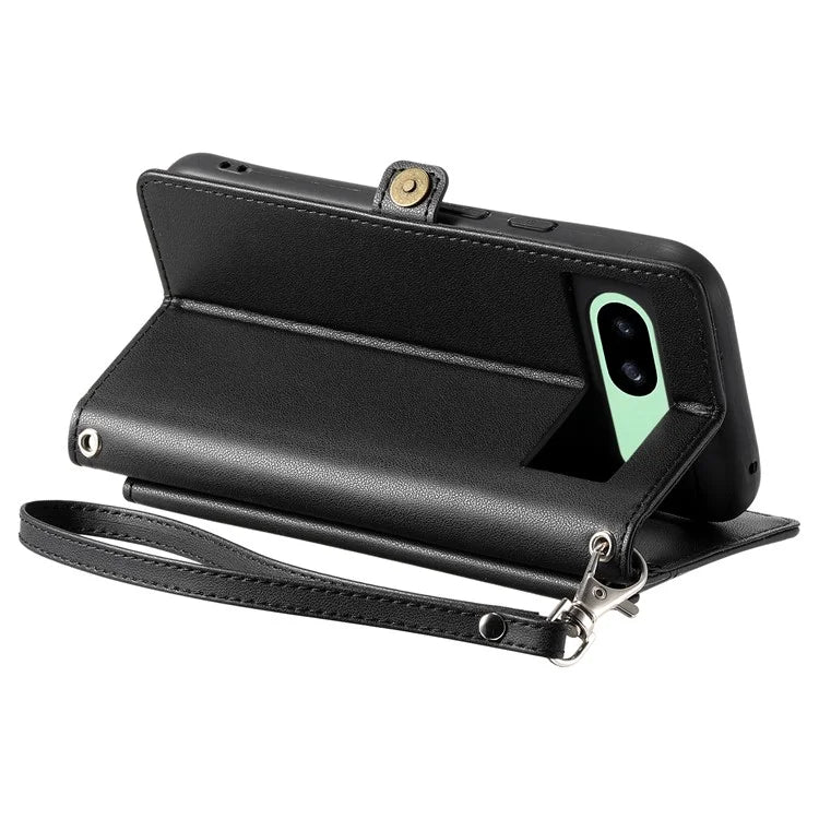 For Google Pixel 8a Leather Case Wallet Stand Phone Cover with Straps