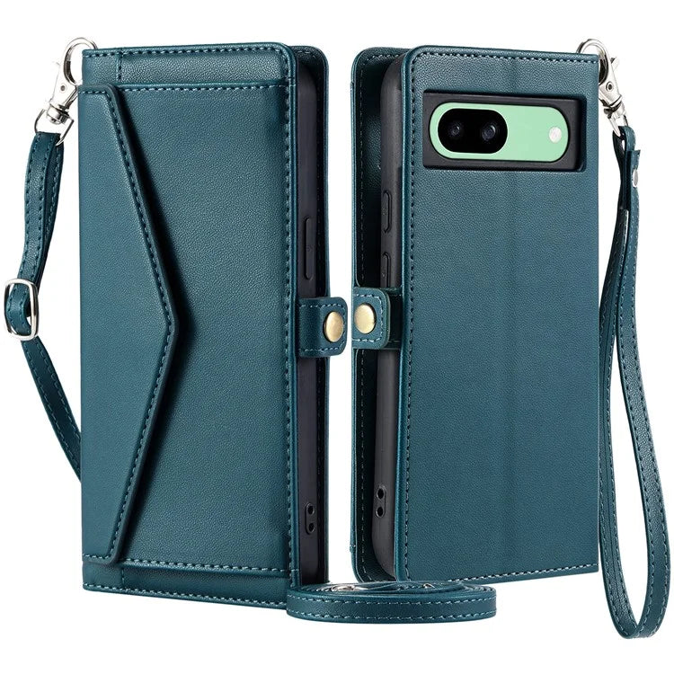 For Google Pixel 8a Leather Case Wallet Stand Phone Cover with Straps