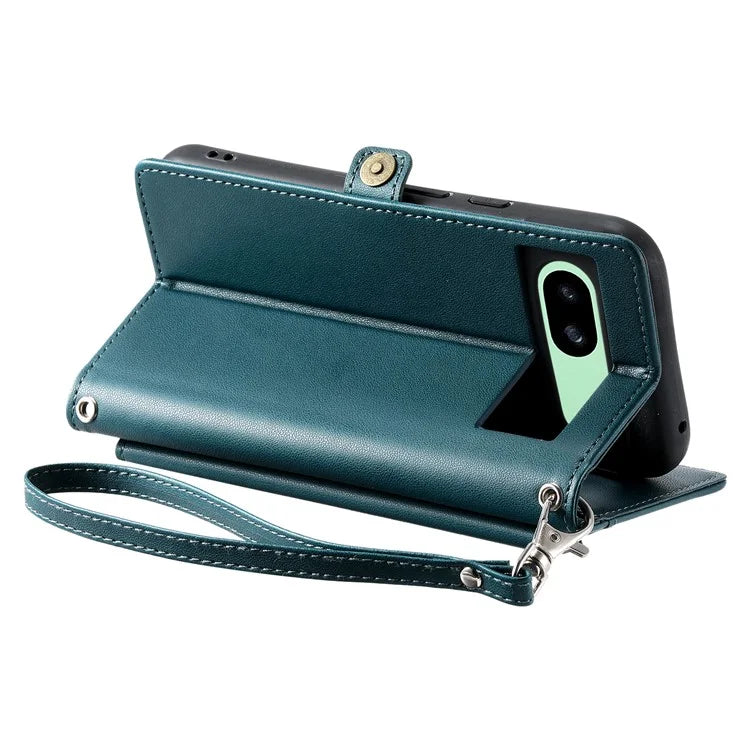 For Google Pixel 8a Leather Case Wallet Stand Phone Cover with Straps