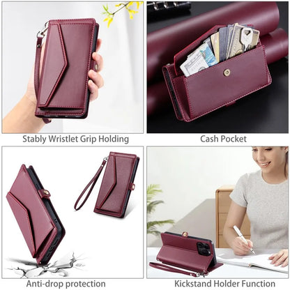 For Google Pixel 8a Leather Case Wallet Stand Phone Cover with Straps