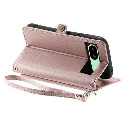 For Google Pixel 8a Leather Case Wallet Stand Phone Cover with Straps