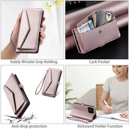 For Google Pixel 8a Leather Case Wallet Stand Phone Cover with Straps