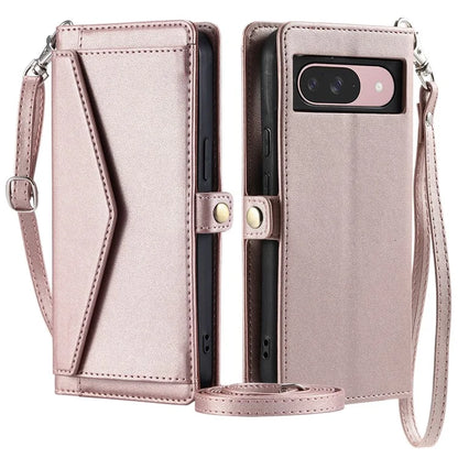 For Google Pixel 9 Pro  /  Pixel 9 Leather Case Wallet Stand Phone Cover with Straps
