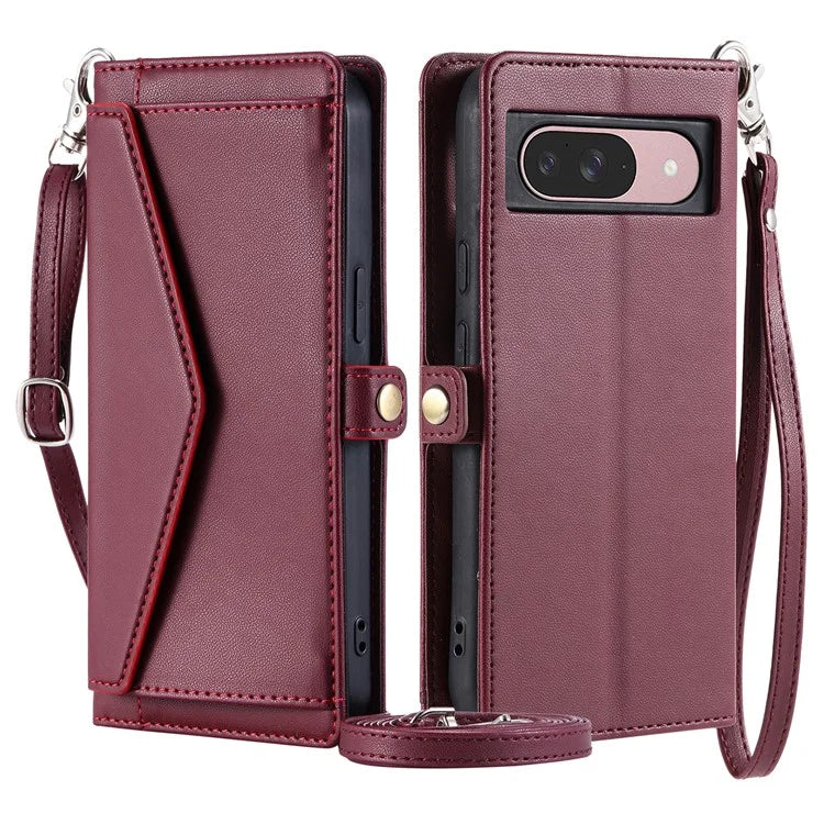 For Google Pixel 9 Pro  /  Pixel 9 Leather Case Wallet Stand Phone Cover with Straps