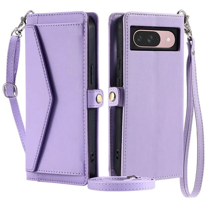 For Google Pixel 9 Pro  /  Pixel 9 Leather Case Wallet Stand Phone Cover with Straps