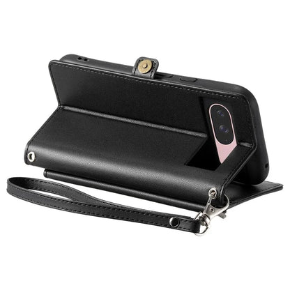 For Google Pixel 9 Pro  /  Pixel 9 Leather Case Wallet Stand Phone Cover with Straps