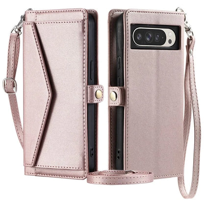 For Google Pixel 9 Pro XL Leather Case Wallet Stand Phone Cover with Straps