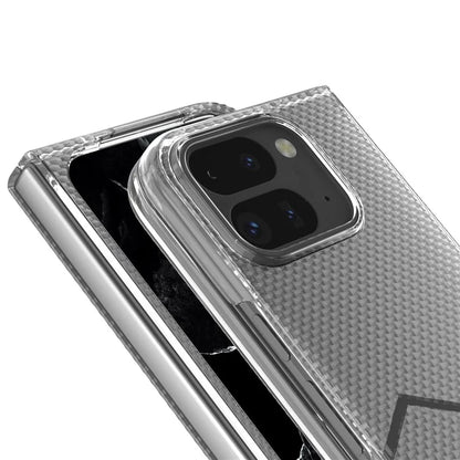 For Google Pixel 9 Pro Fold 5G Clear Case Wave Texture Matte Hard PC Protective Phone Cover