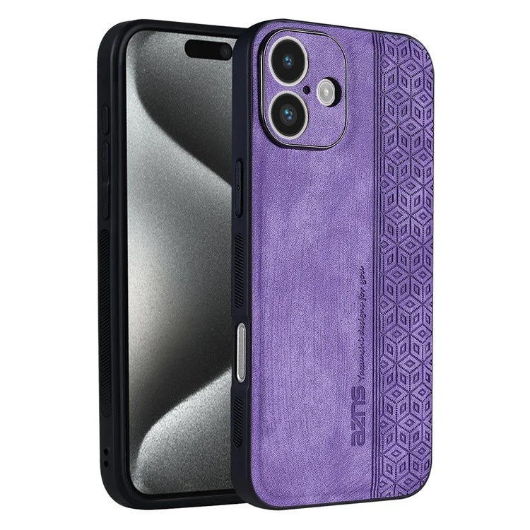 AZNS For iPhone 16 Case Protective PU Leather Covered TPU Phone Shell