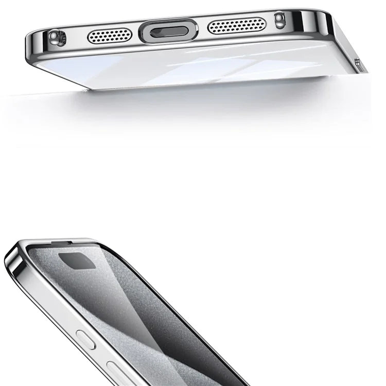 SULADA For iPhone 16 Pro Max Case Electroplating Ultra Clear Soft TPU Phone Cover with PU Wrist Strap