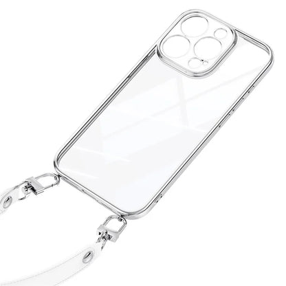 SULADA For iPhone 16 Pro Max Case Electroplating Ultra Clear Soft TPU Phone Cover with PU Wrist Strap
