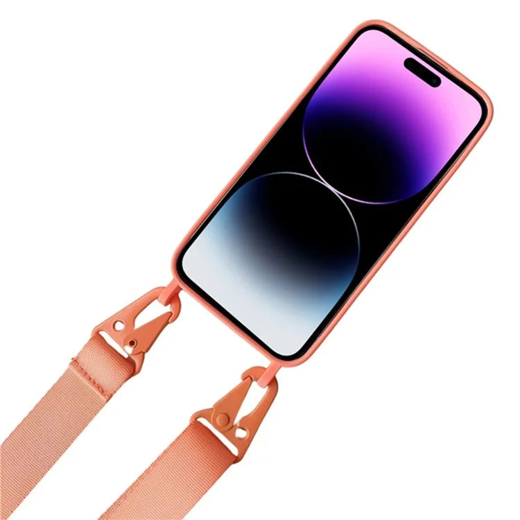For iPhone 16 Pro Case Liquid Silicone Card Slot Soft Phone Cover with Lanyard Strap