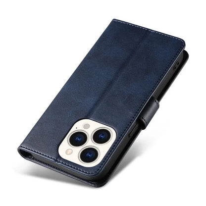 For iPhone 16 Pro Case Leather Stand Phone Shell with Magnetic Closure