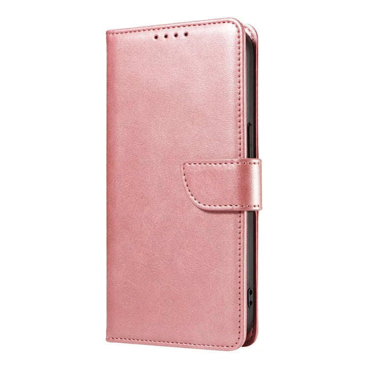 For iPhone 16 Pro Case Leather Stand Phone Shell with Magnetic Closure
