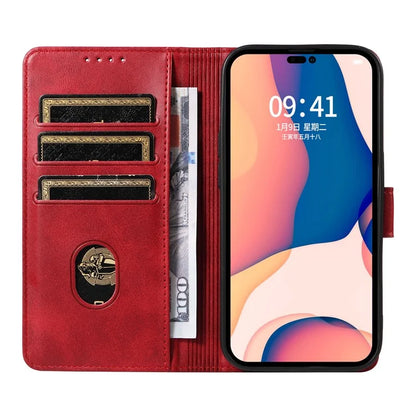 For iPhone 16 Pro Case Leather Stand Phone Shell with Magnetic Closure