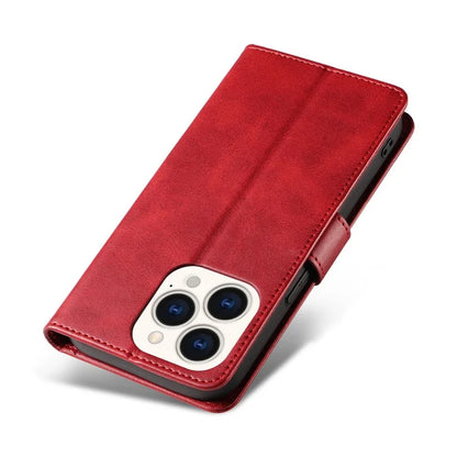For iPhone 16 Pro Case Leather Stand Phone Shell with Magnetic Closure