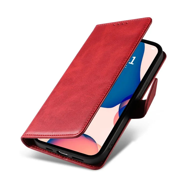 For iPhone 16 Pro Case Leather Stand Phone Shell with Magnetic Closure