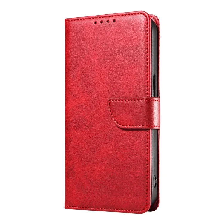For iPhone 16 Pro Case Leather Stand Phone Shell with Magnetic Closure