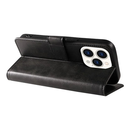 For iPhone 16 Pro Max Case Leather Stand Phone Shell with Magnetic Closure