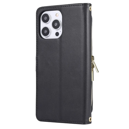 For iPhone 16 Pro Max Wallet Case Folio PU Leather Stand Rhombus Phone Cover with Hand Strap
