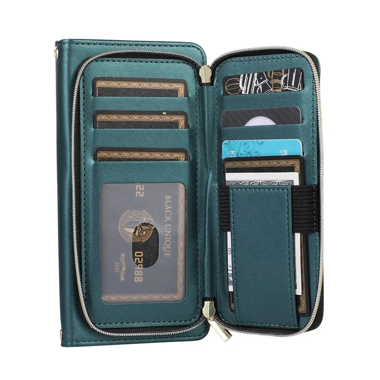 For iPhone 16 Pro Max Wallet Case Folio PU Leather Stand Rhombus Phone Cover with Hand Strap