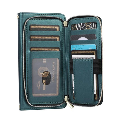 For iPhone 16 Pro Max Wallet Case Folio PU Leather Stand Rhombus Phone Cover with Hand Strap