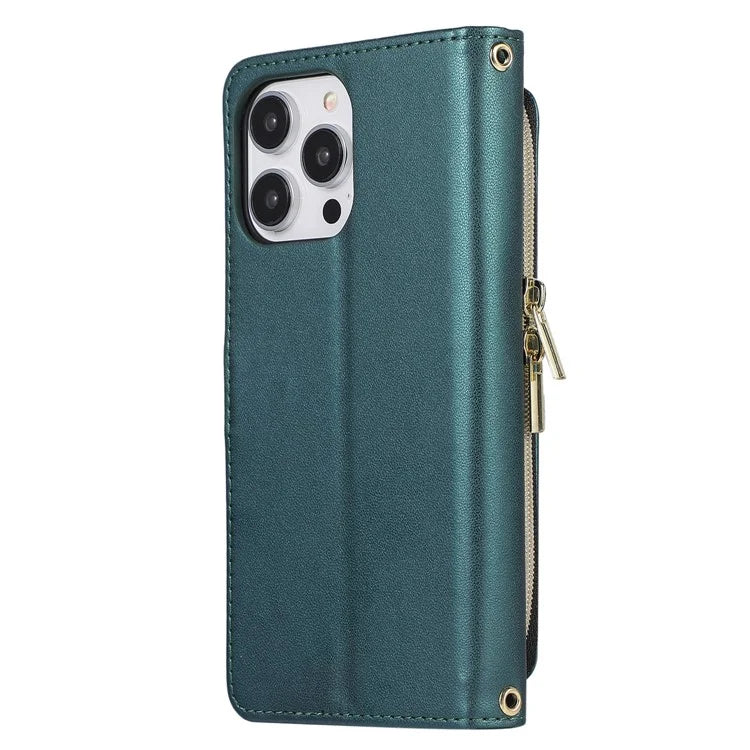 For iPhone 16 Pro Max Wallet Case Folio PU Leather Stand Rhombus Phone Cover with Hand Strap