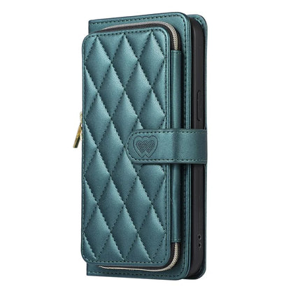 For iPhone 16 Pro Max Wallet Case Folio PU Leather Stand Rhombus Phone Cover with Hand Strap