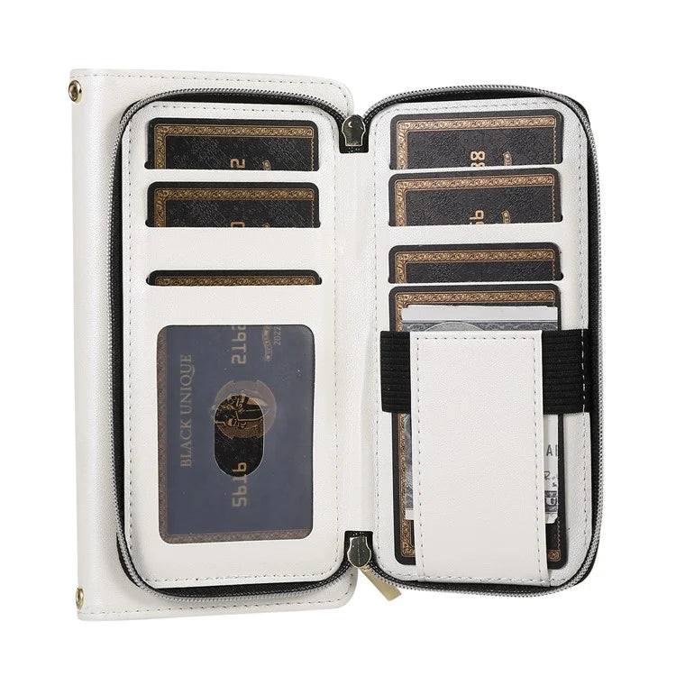 For iPhone 16 Pro Max Wallet Case Folio PU Leather Stand Rhombus Phone Cover with Hand Strap