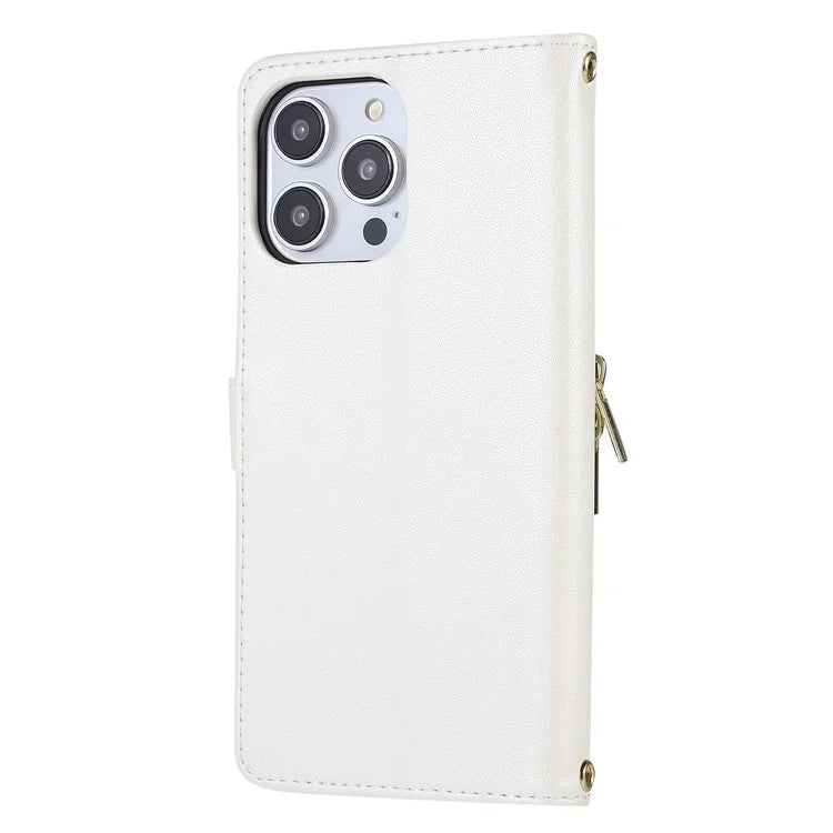 For iPhone 16 Pro Max Wallet Case Folio PU Leather Stand Rhombus Phone Cover with Hand Strap