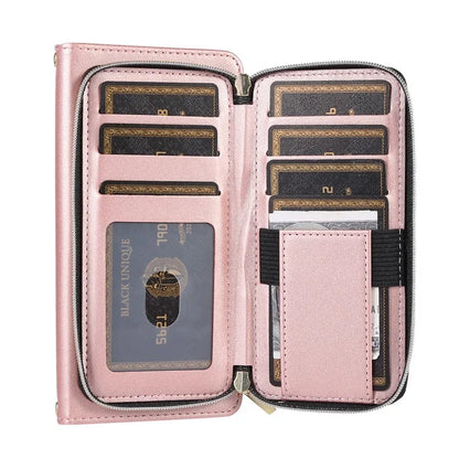 For iPhone 16 Pro Max Wallet Case Folio PU Leather Stand Rhombus Phone Cover with Hand Strap