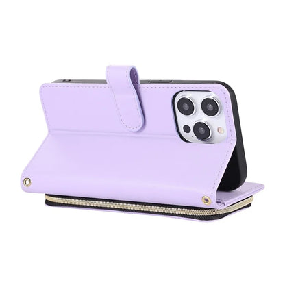 For iPhone 16 Pro Max Wallet Case Folio PU Leather Stand Rhombus Phone Cover with Hand Strap