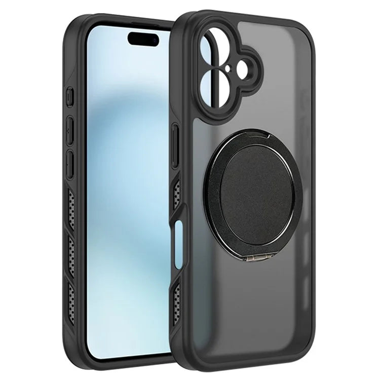 For iPhone 16 Case Heat Dissipation Kickstand TPU+PC Magnetic Phone Case Translucent Matte