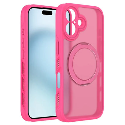 For iPhone 16 Case Heat Dissipation Kickstand TPU+PC Magnetic Phone Case Translucent Matte