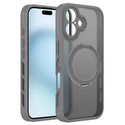 For iPhone 16 Plus Case Heat Dissipation Kickstand TPU+PC Magnetic Phone Case Translucent Matte