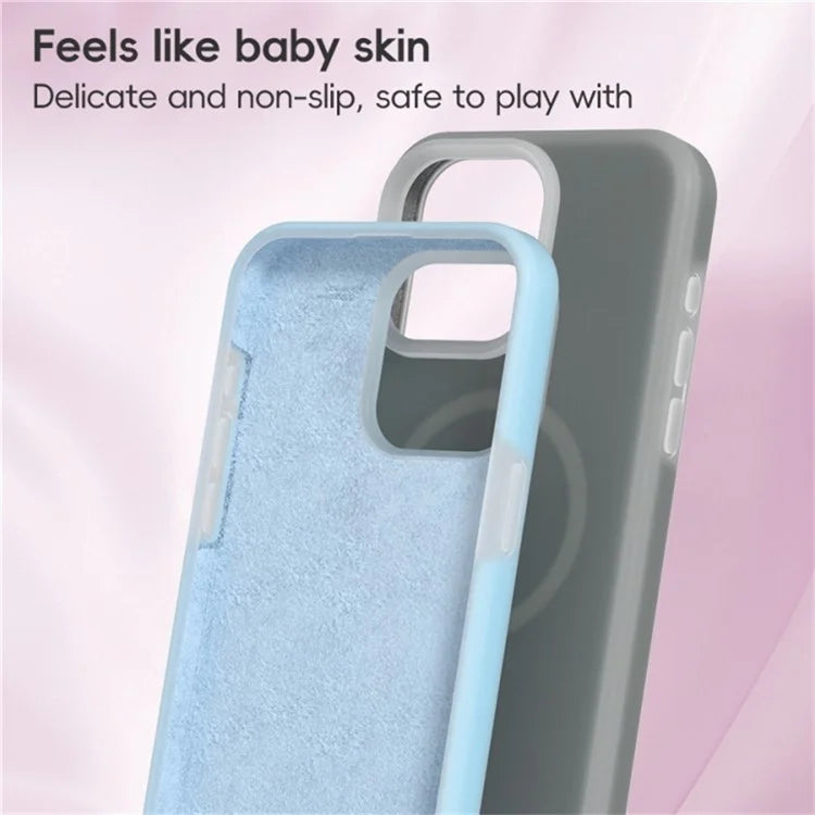 For iPhone 16 Plus Magnetic Case Liquid Silicone Shockproof Phone Cover