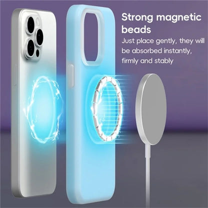 For iPhone 16 Pro Magnetic Case Liquid Silicone Shockproof Phone Cover