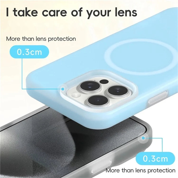 For iPhone 16 Pro Magnetic Case Liquid Silicone Shockproof Phone Cover
