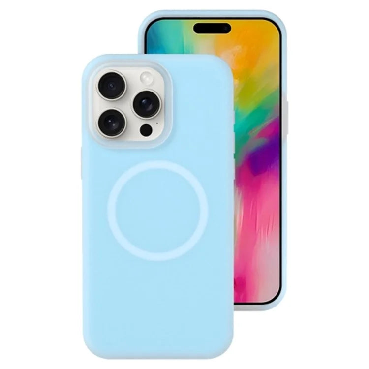 For iPhone 16 Pro Magnetic Case Liquid Silicone Shockproof Phone Cover