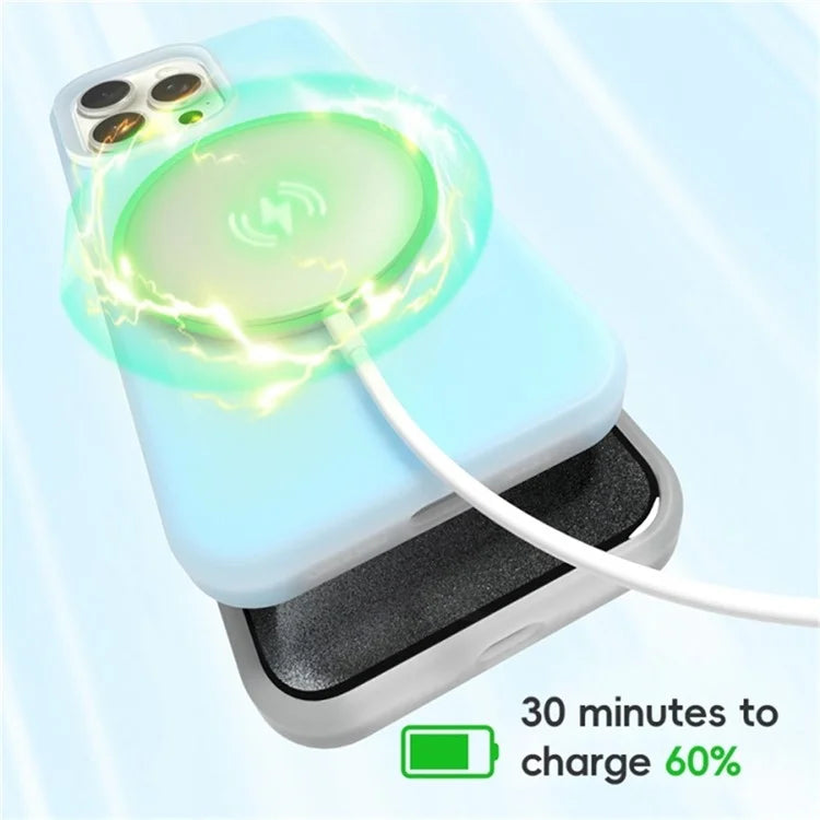 For iPhone 16 Pro Magnetic Case Liquid Silicone Shockproof Phone Cover