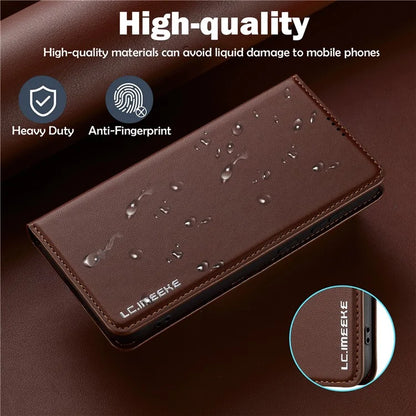 LC.IMEEKE L1 Series for Samsung Galaxy S24 Case PU Leather Wallet Stand Protective Phone Cover