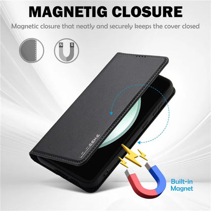 LC.IMEEKE L1 Series for Samsung Galaxy S23 FE Case PU Leather Wallet Stand Protective Phone Cover