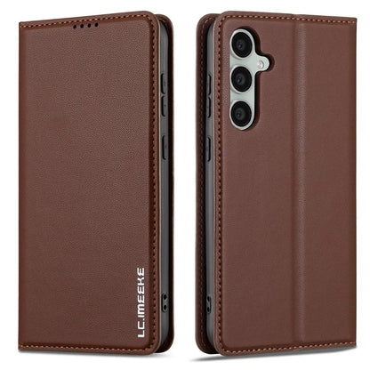 LC.IMEEKE L1 Series for Samsung Galaxy S23 FE Case PU Leather Wallet Stand Protective Phone Cover