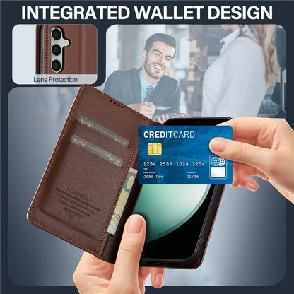 LC.IMEEKE L1 Series for Samsung Galaxy S23 FE Case PU Leather Wallet Stand Protective Phone Cover