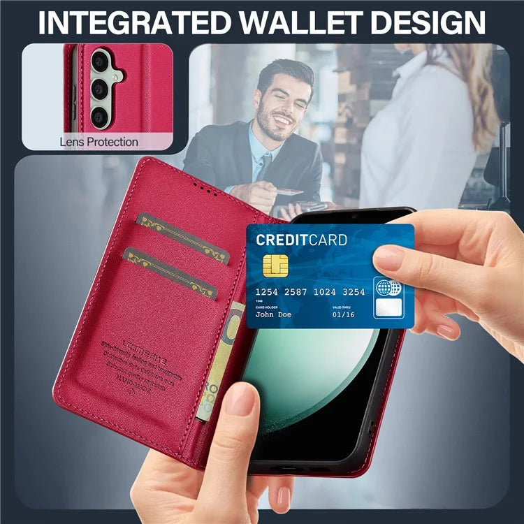 LC.IMEEKE L1 Series for Samsung Galaxy S23 FE Case PU Leather Wallet Stand Protective Phone Cover