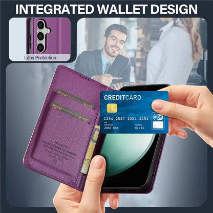 LC.IMEEKE L1 Series for Samsung Galaxy S23 FE Case PU Leather Wallet Stand Protective Phone Cover