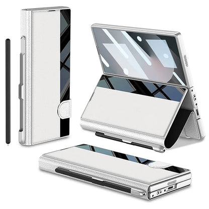 GKK For Samsung Galaxy Z Fold6 5G Stand Case Pen Slot PC+PU Flip Phone Cover with Screen Film